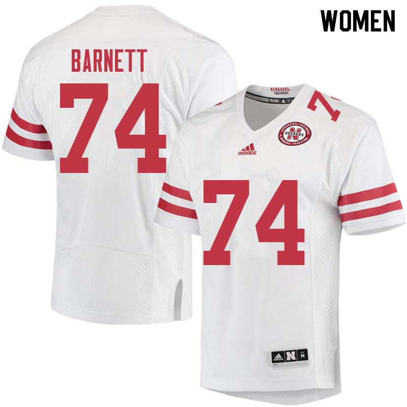 Women #74 Jalin Barnett Nebraska Cornhuskers College Football Jerseys Sale-White - Click Image to Close